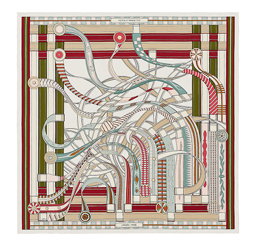 Voltes et Pirouettes silk scarf 90 cm, Hermès